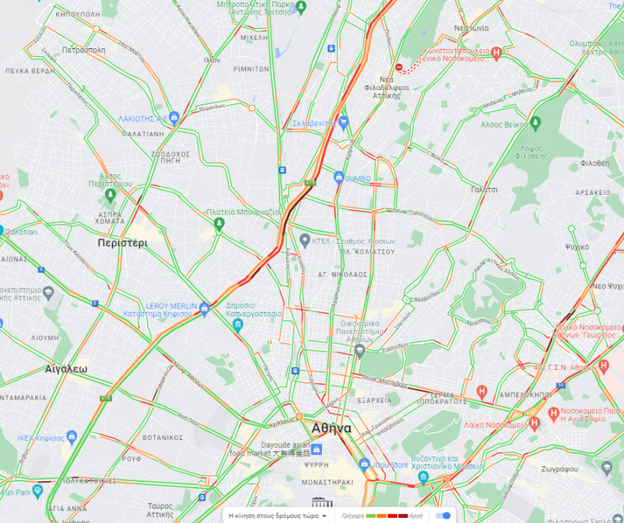 Κίνηση στους δρόμους: Χωρίς σημαντικές καθυστερήσεις η κυκλοφορία στους δρόμους, μποτιλιάρισμα στον Κηφισό 