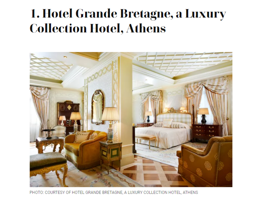 Travel + Leisure: To ξενοδοχείο «Μεγάλη Βρεταννία» το κορυφαίο της Αθήνας