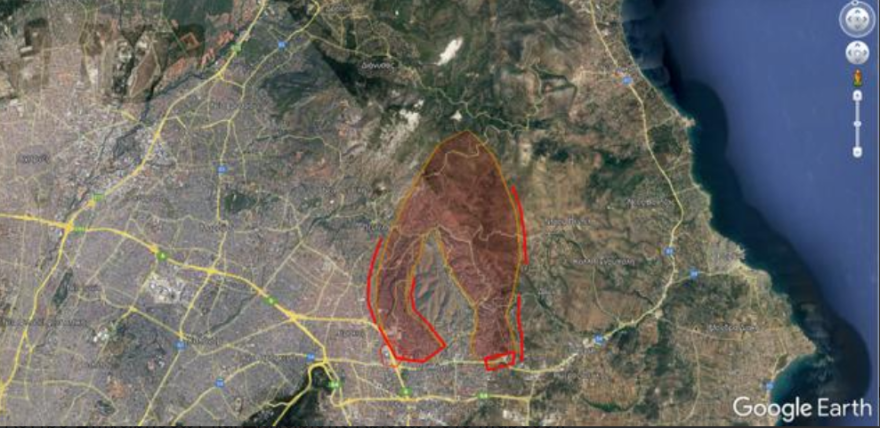 Φωτιά στην Πεντέλη: Πώς ξεκίνησε η πυρκαγιά, δείτε το σημείο έναρξης 