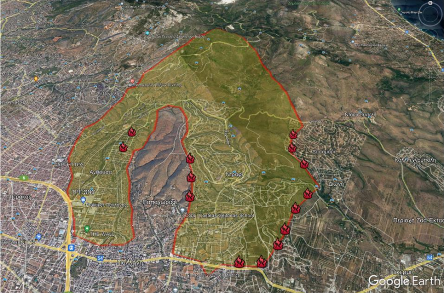 Φωτιά στην Πεντέλη: Πού έχουμε τώρα ενεργά μέτωπα, ποιες είναι οι επικίνδυνες περιοχές