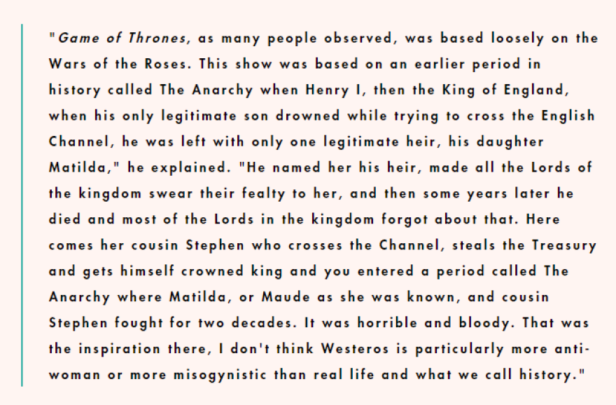 Game of Thrones: Ο δημιουργός του απαντά - «Δεν είμαι σεξιστής, η ιστορία ήταν κατά της γυναίκας»