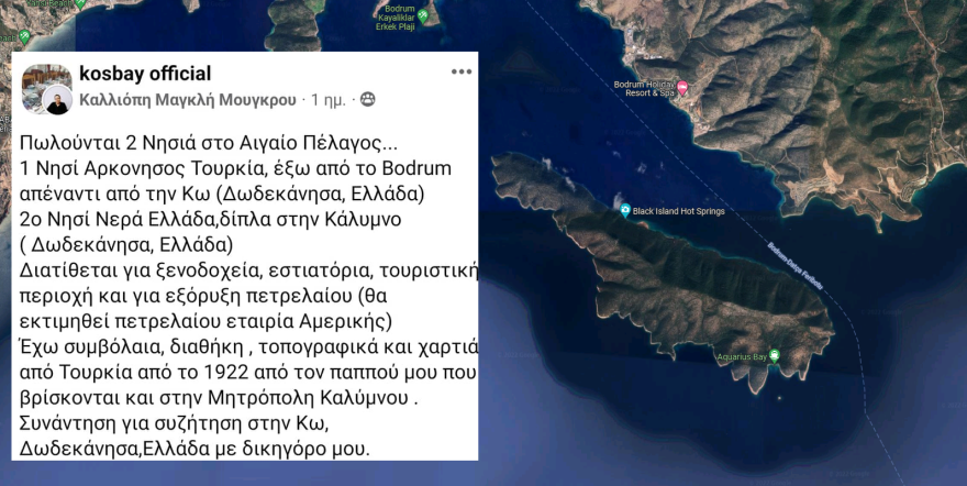 Κάλυμνος: Γυναίκα βγάζει στο… «σφυρί» τουρκική νησίδα ανοιχτά της Αλικαρνασσού 