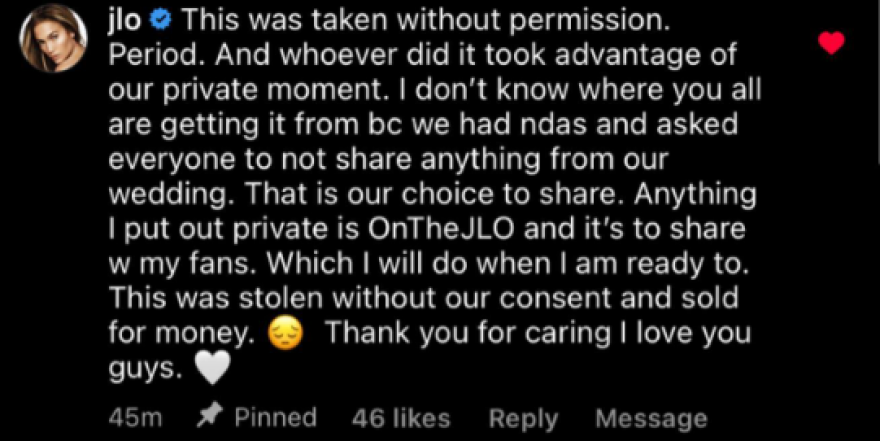 Τζένιφερ Λόπεζ για το βίντεο που τη δείχνει να τραγουδά στον Άφλεκ: «Κυκλοφόρησε χωρίς την άδειά μας»