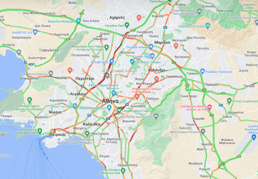 Κίνηση στους δρόμους: Μποτιλιάρισμα τώρα σε Κηφισό, Λεωφόρο Αθηνών και κέντρο