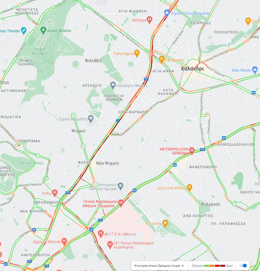 Κίνηση στους δρόμους: Μποτιλιάρισμα στην Αττική Οδό - Χωρίς προβλήματα ο Κηφισός