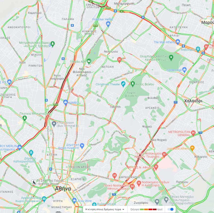 Κίνηση στους δρόμους: Μποτιλιάρισμα στη λεωφόρο Κηφισού - Αυξημένη η κίνηση σε Κηφισίας και Μεσογείων