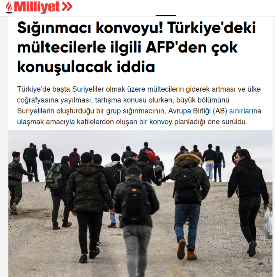 Milliyet: «Καραβάνι Σύρων προσφύγων κινείται προς την Ευρώπη»