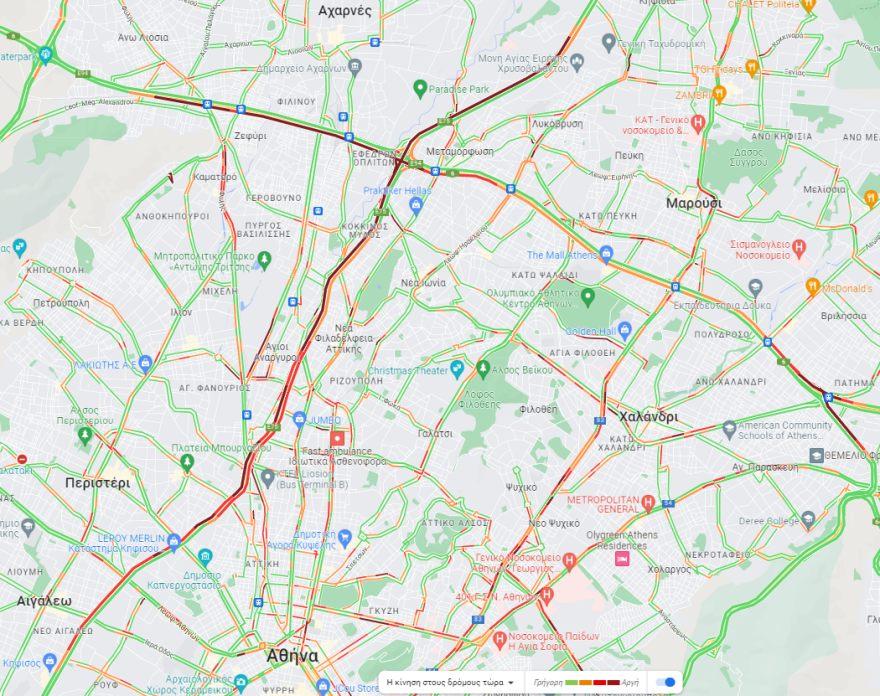 Κίνηση στους δρόμους: Μποτιλιαρισμένος ο Κηφισός, κίνηση τώρα και στην Αττική Οδό 