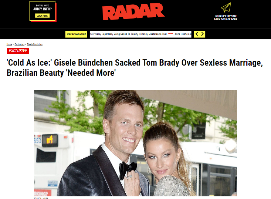 Ζιζέλ: Χώρισε τον Τομ Μπρέιντι, επειδή δεν έκαναν σεξ