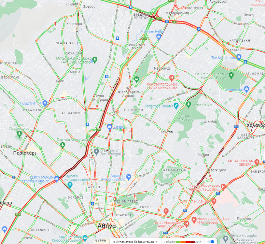 Κίνηση στους δρόμους: Μποτιλιαρισμένος ο Κηφισός - Πού έχει κίνηση τώρα