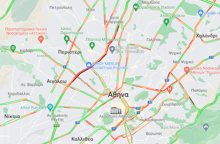 Κίνηση στους δρόμους: Μποτιλιάρισμα στον Κηφισό - Καθυστερήσεις στην Αττική Οδό