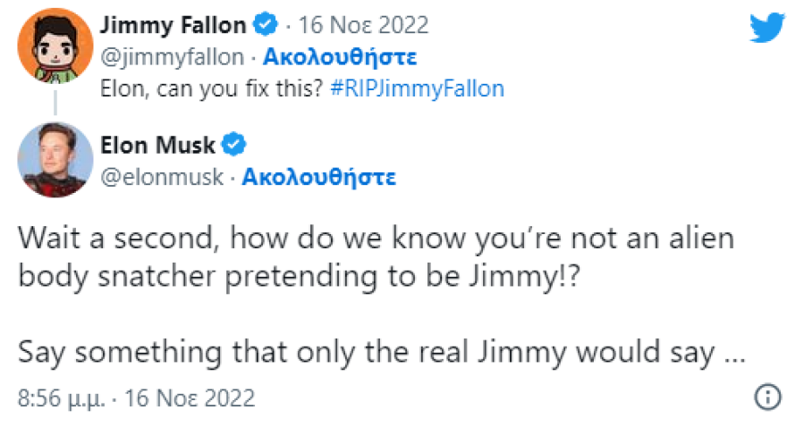 Τζίμι Φάλον: Τον «πέθαναν» στο Twitter και προσέφυγε στον Έλον Μασκ