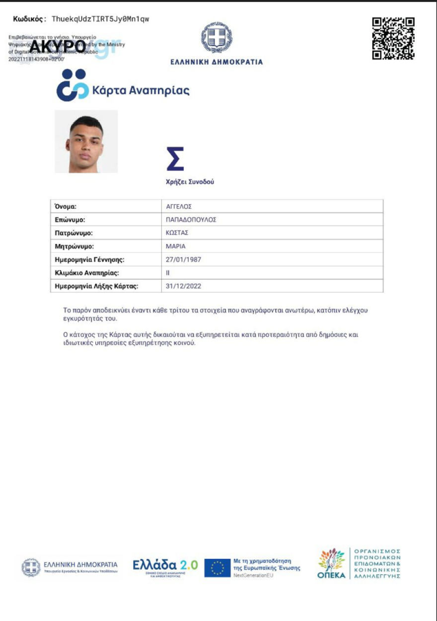 Πώς λειτουργεί και τι περιλαμβάνει η ψηφιακή κάρτα αναπηρίας  