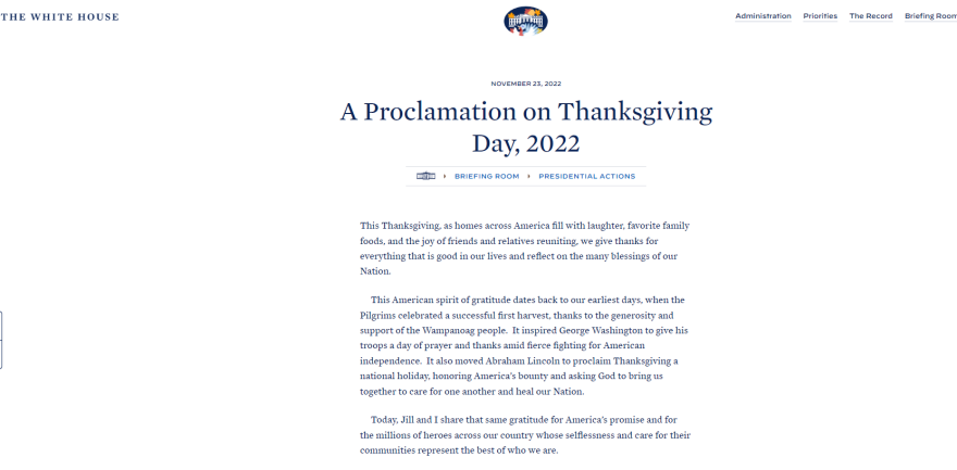 Thanksgiving: Το μήνυμα Μπάιντεν για την «Ημέρα των Ευχαριστιών» - Πώς γιορτάζεται στις ΗΠΑ