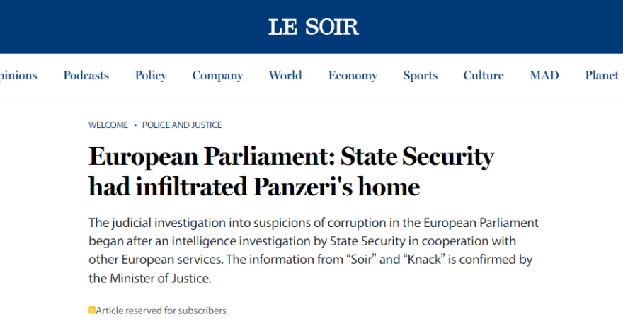 Qatargate: Οι Βέλγοι ερευνούσαν το σκάνδαλο από το 2021, συνεργάστηκαν με 5 υπηρεσίες ασφαλείας της ΕΕ