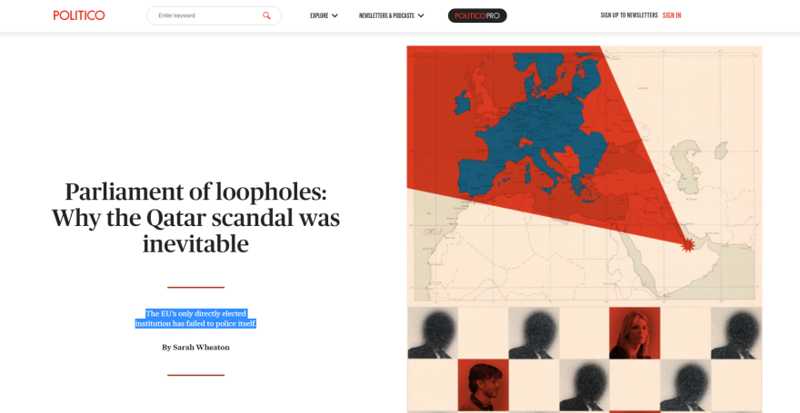 Qatargate - Ανάλυση Politico: Γιατί το σκάνδαλο ήταν αναπόφευκτο στην Ευρωβουλή