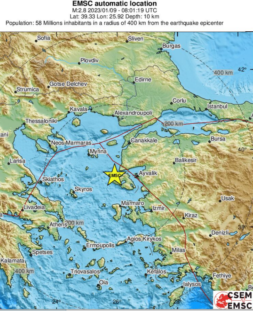 Σεισμός τώρα 3,4 Ρίχτερ στη Λέσβο