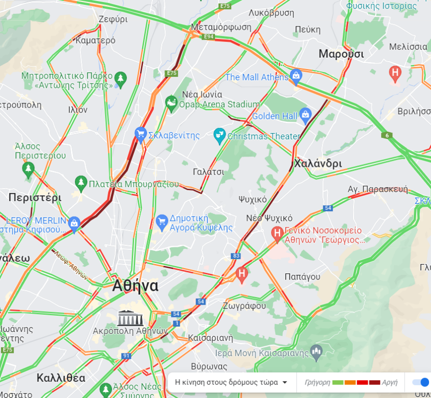 Κίνηση στους δρόμους: Μποτιλιάρισμα στον Κηφισό, δείτε live 