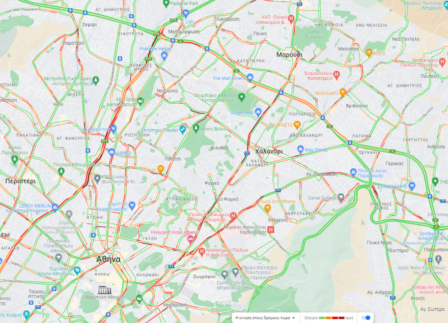 Κίνηση στους δρόμους: Μποτιλιάρισμα στον Κηφισό - Live εικόνα 