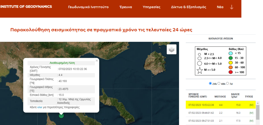 Σεισμός τώρα 4,4 Ρίχτερ ανοιχτά της Σιθωνίας στη Χαλκιδική