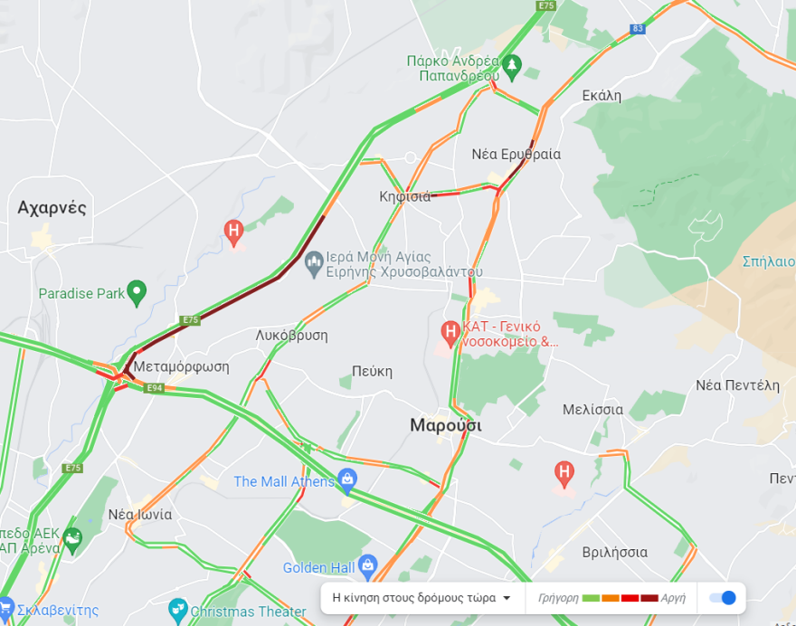 Κίνηση τώρα: Μποτιλιάρισμα στην άνοδο της Εθνικής οδού