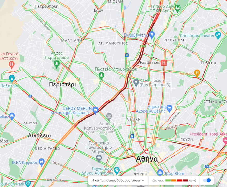 Κίνηση στους δρόμους: Μποτιλιάρισμα σε Κηφισό και Κηφισίας