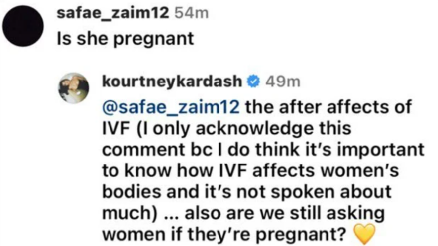 Κόρτνεϊ Καρντάσιαν: Ενοχλημένη με ακόλουθο στο Instagram που ρώτησε αν είναι έγκυος