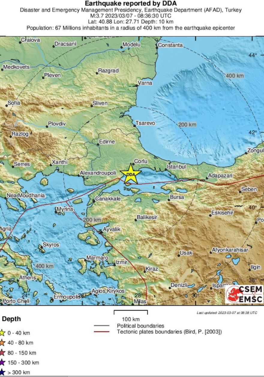 Σεισμός 3,7 Ρίχτερ στη δυτική Τουρκία 