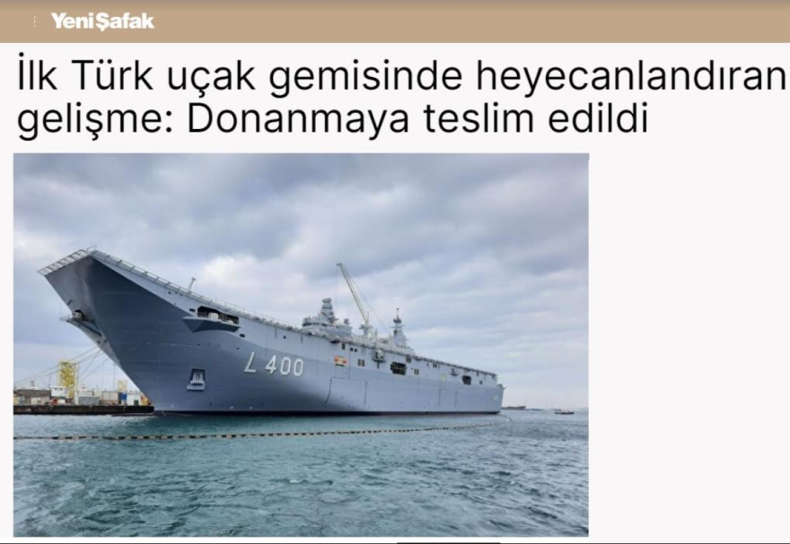 Yeni Safak: Σε Αιγαίο και Κρήτη το ελικοπτεροφόρο TCG Anadolu