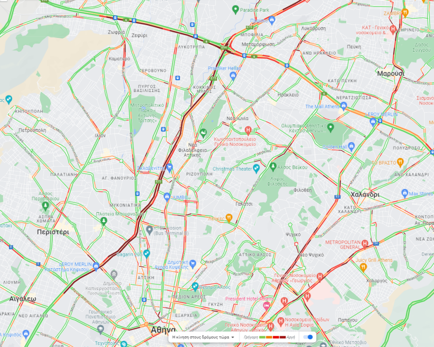 Κίνηση στους δρόμους: Μεγάλο μποτιλιάρισμα στον Κηφισό - Η κίνηση στην Αττική Οδό