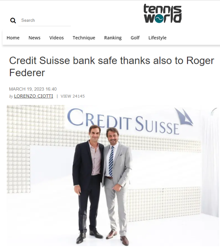 Ρότζερ Φέντερερ: Ο ρόλος του στη διάσωση της Credit Suisse