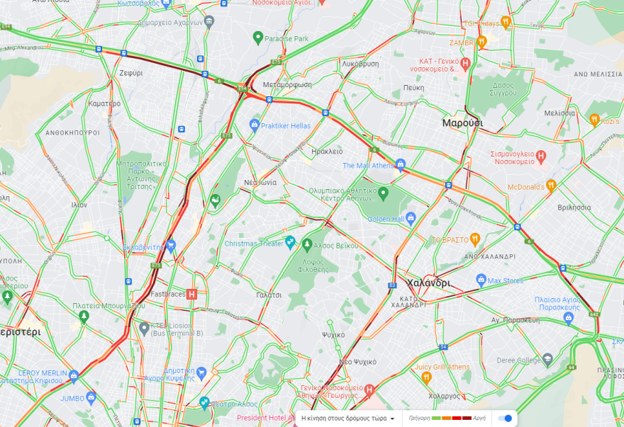 Κίνηση στους δρόμους: Μποτιλιαρισμένος ο Κηφισός - Πού αλλού υπάρχουν καθυστερήσεις