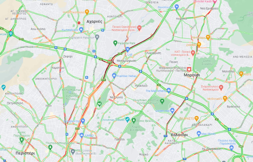 Κίνηση στους δρόμους: Νέα ταλαιπωρία στον Κηφισό προς Πειραιά από τροχαίο στο ύψος των ΚΤΕΛ