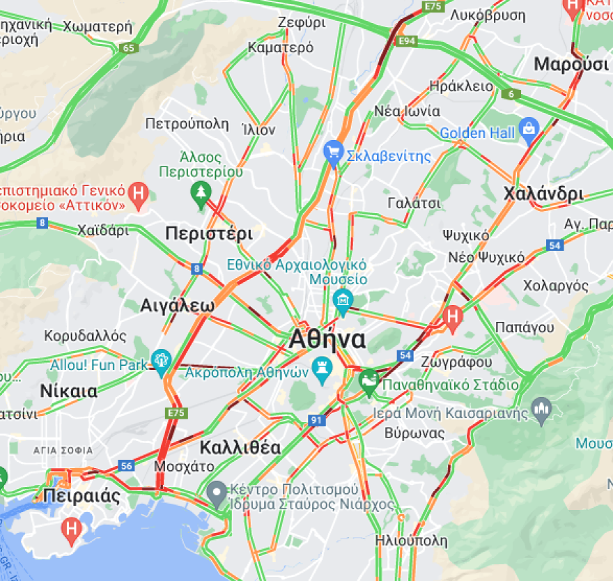 Τροχαίο ατύχημα στην άνοδο της Βασιλίσσης Σοφίας - Αυξημένη η κίνηση στους δρόμους, live εικόνα