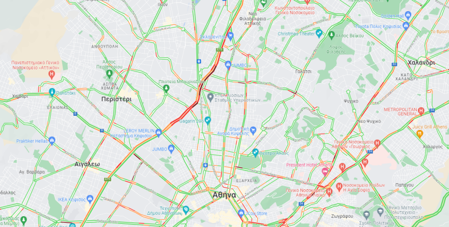 Κίνηση στους δρόμους: Μποτιλιαρισμένος ο Κηφισός