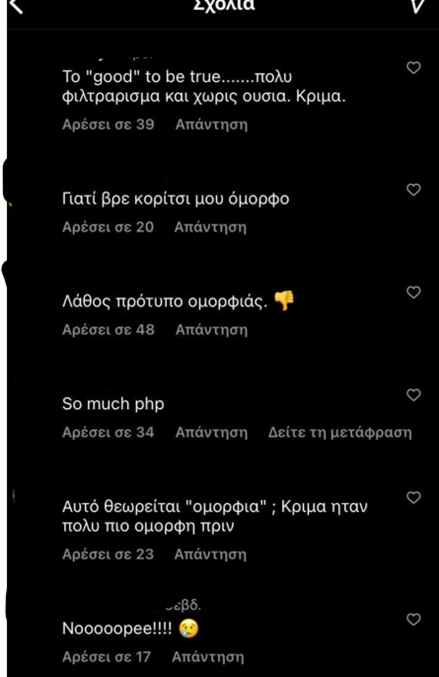 Ιωάννα Μπέλλα: «Παρέλαση» αρνητικών σχολίων στο Instagram της - «Κρίμα, ήσουν ωραία πριν»
