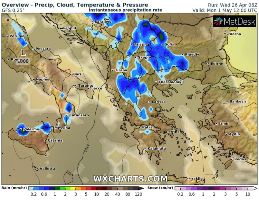 Με ανοιξιάτικο καιρό η έξοδος του τριημέρου - Συννεφιά και τοπικές βροχές ανήμερα της Πρωτομαγιάς σε Ήπειρο και ορεινή Πελοπόννησο