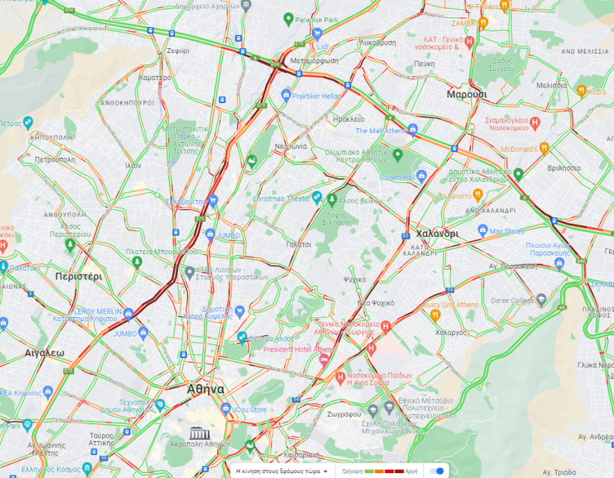 Κίνηση στους δρόμους: Αυξημένη κυκλοφορία στον Κηφισό - Δείτε live