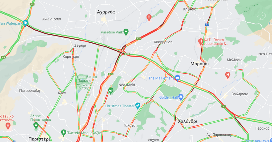 Κίνηση: Συνεχίζονται οι καθυστερήσεις στην Αττική Οδό στο ρεύμα προς αεροδρόμιο - Καλύτερη η εικόνα στον Κηφισό 