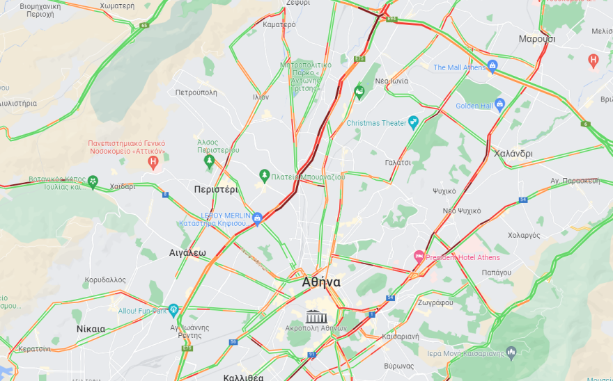 Κίνηση στους δρόμους: Πού θα συναντήσετε μποτιλιάρισμα - Live χάρτης