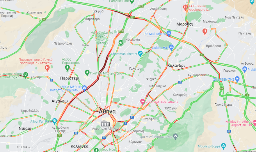 Κίνηση στους δρόμους: Μποτιλιάρισμα σε Κηφισό και Αττική Οδό - Πού υπάρχουν προβλήματα