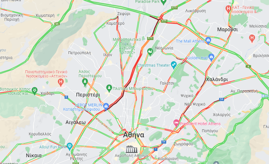 Κίνηση τώρα: Πού υπάρχει μποτιλιάρισμα - Live εικόνα