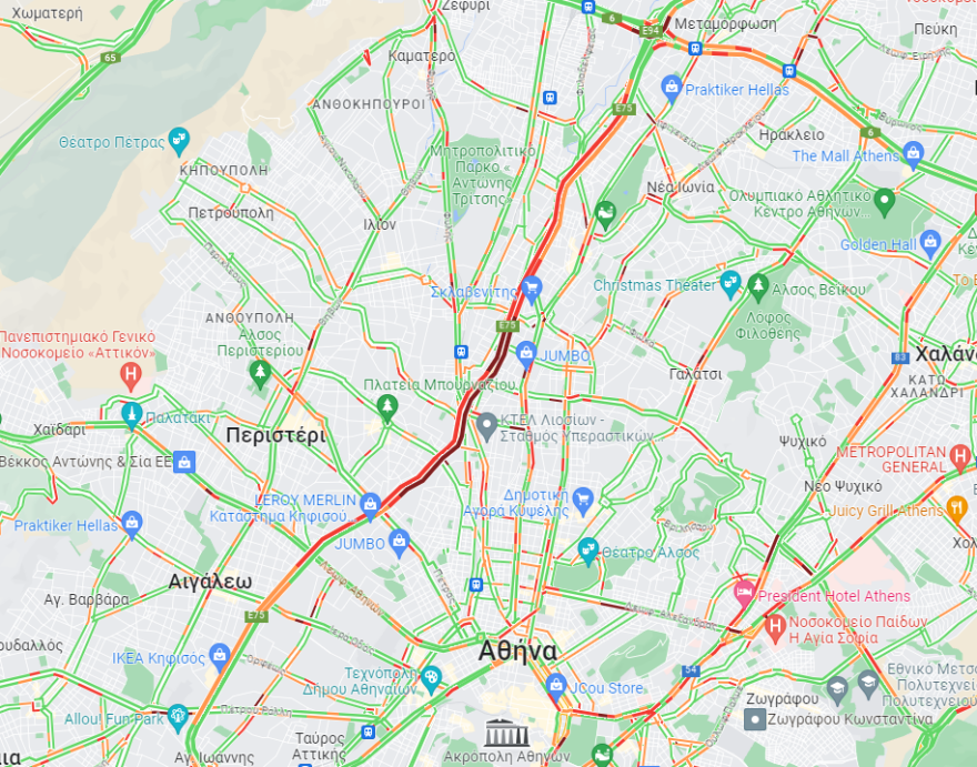 Κίνηση στους δρόμους: Πού έχει μποτιλιάρισμα τώρα - 25λεπτες καθυστερήσεις στην Αττική Οδό στο ρεύμα προς Ελευσίνα