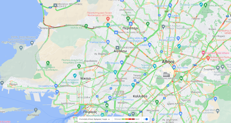 Κίνηση στους δρόμους: Αυξημένη κίνηση σε Σκαραμαγκά και Ποσειδώνος - 15λεπτες καθυστερήσεις στην Αττική Οδό 