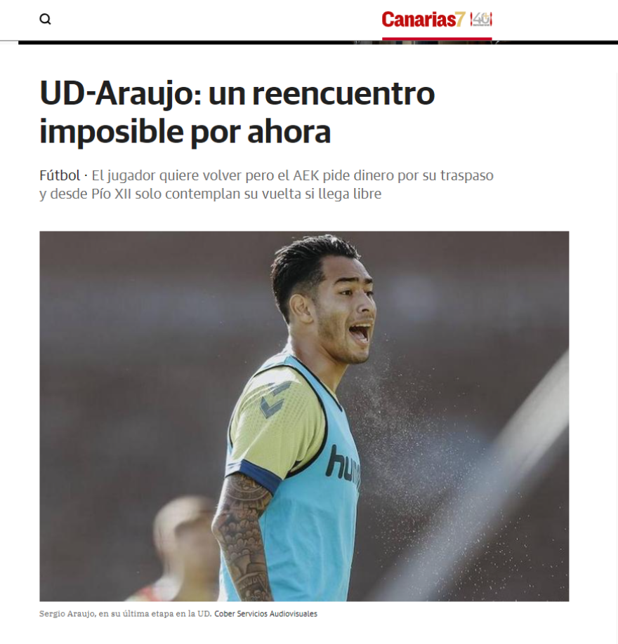 ΑΕΚ: Οι Ισπανοί αποκαλύπτουν επιθυμία του Αραούχο να γυρίσει στη Λας Πάλμας