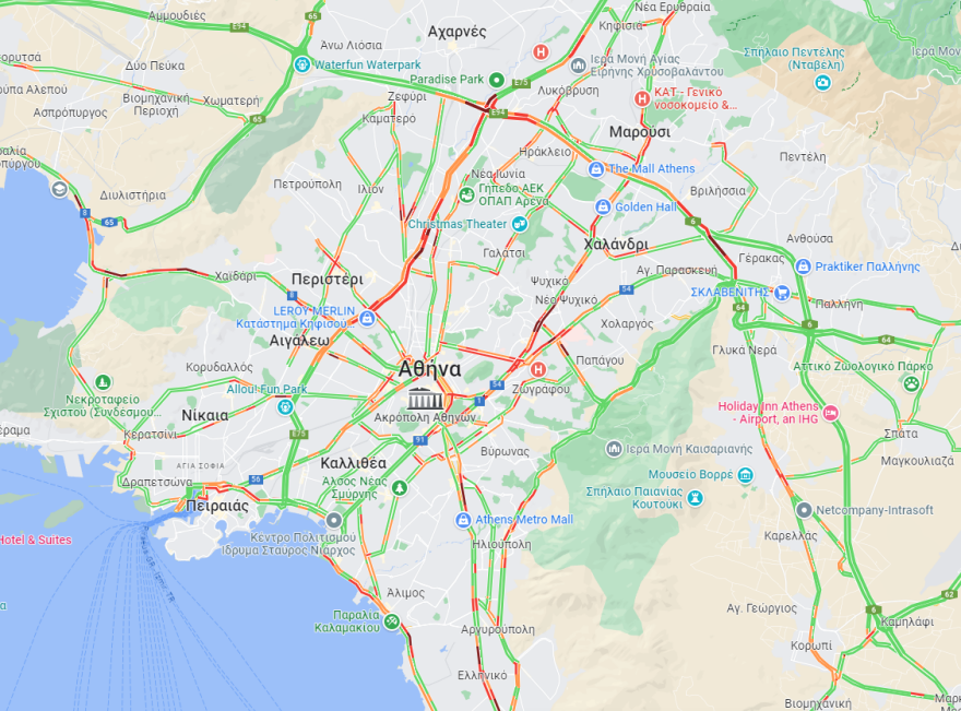 Κίνηση στους δρόμους: Πού θα συναντήσετε μποτιλιάρισμα τώρα - Live χάρτης