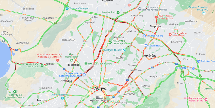 Κίνηση στους δρόμους: Πού θα συναντήσετε μποτιλιάρισμα τώρα - Live χάρτης