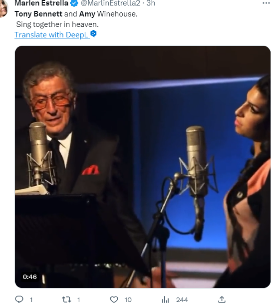 Τόνι Μπένετ: Ξανά viral το αξέχαστο ντουέτο με την Έιμι Γουάινχαουζ - «Τώρα τραγουδάτε μαζί από εκεί ψηλά»