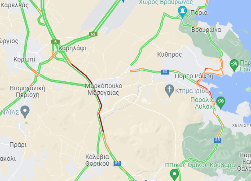 Μεγάλο μποτιλιάρισμα στην Λεωφόρο Λαυρίου, προς την είσοδο της Αττικής Οδού