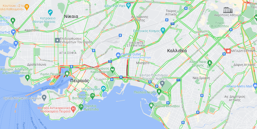 Κίνηση στους δρόμους: Πολύ αυξημένη η κίνηση περιμετρικά του λιμανιού του Πειραιά - Live εικόνα